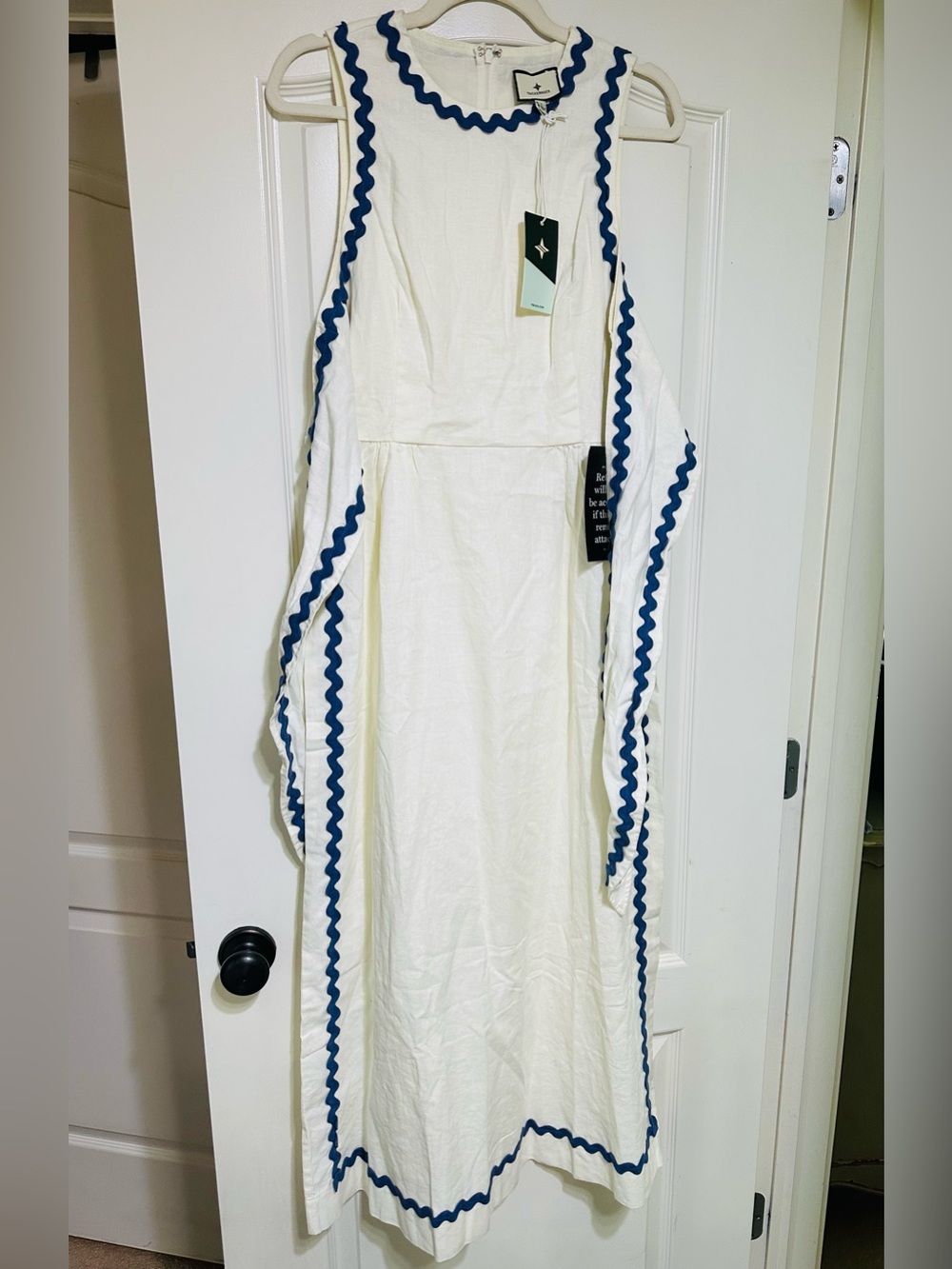 NWT Tuckernuck Ivory Ric Rac Tie Brocks Midi Dress Sz Large 8 10 12 Brand New!! - Picture 5 of 5